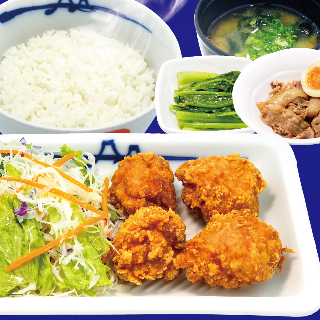 唐揚げ牛皿定食